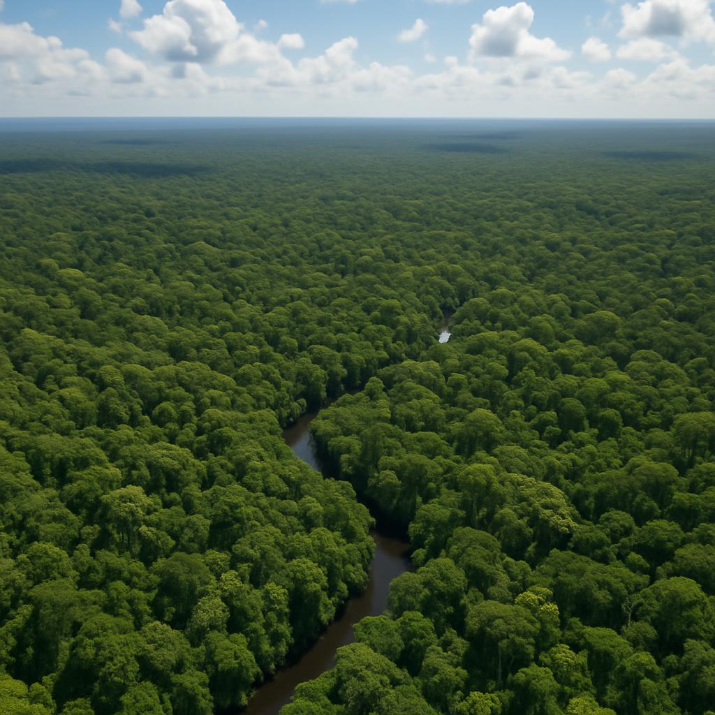 Aerial view of Guyana's vast rainforest